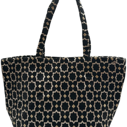 Cabas XL marocain fait main en velours avec des touches dorées - Sac fourre-tout