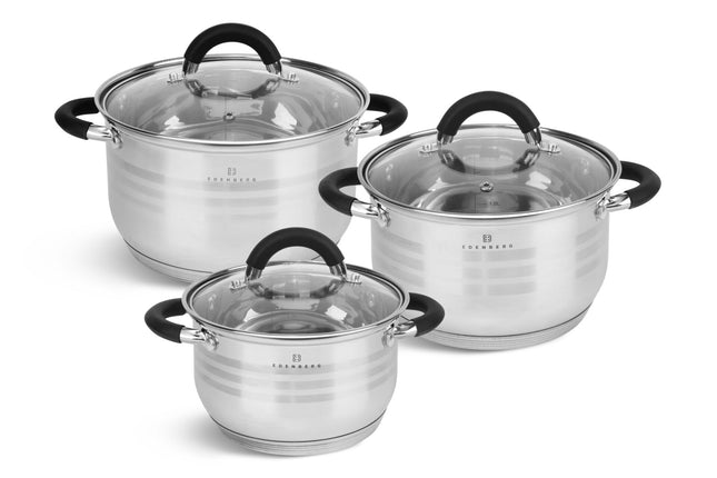 Edënbërg Classic Line - Set de casseroles de luxe - Acier inoxydable - 6 pièces - Fond sandwich