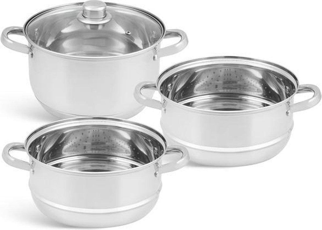 Edënbërg Classic Line - Dampfkochtopf-Set - Ø 22 cm - 4-teilig - 9-lagiger Boden