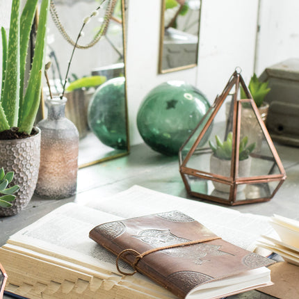 Jardinière géométrique / lanterne - finition cuivre