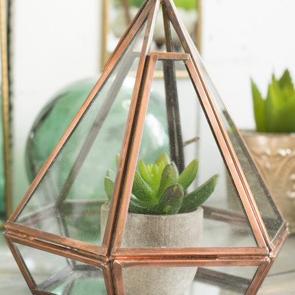 Jardinière géométrique / lanterne - finition cuivre