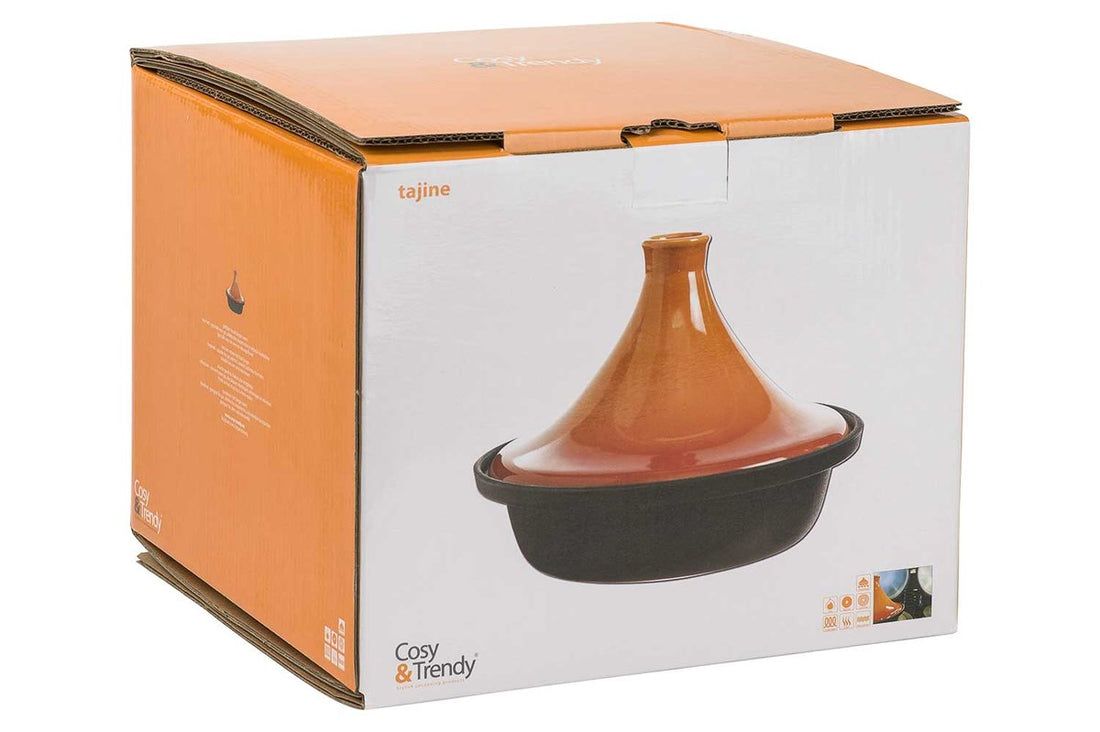 Cosy&Trendy inductie tajine – gietijzer en aardewerk, Ø 25 cm, zwart/oranje – foto 3