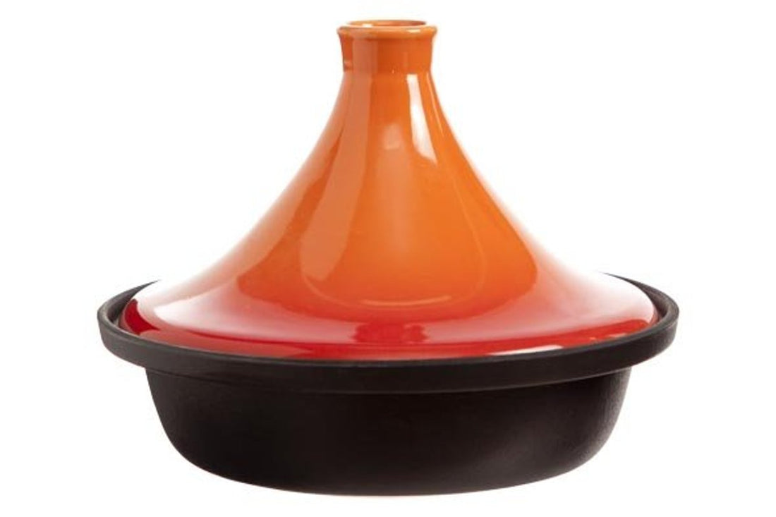 Cosy&Trendy inductie tajine – gietijzer en aardewerk, Ø 25 cm, zwart/oranje