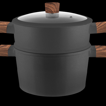 Couscoussier 3-en-1 - 6,5L - Induction et Tous Feux - Aluminium Moulé - Cuiseur Vapeur Riz & Légumes - Avec Passoire & Couvercle en Verre - Lavable au Lave-Vaisselle