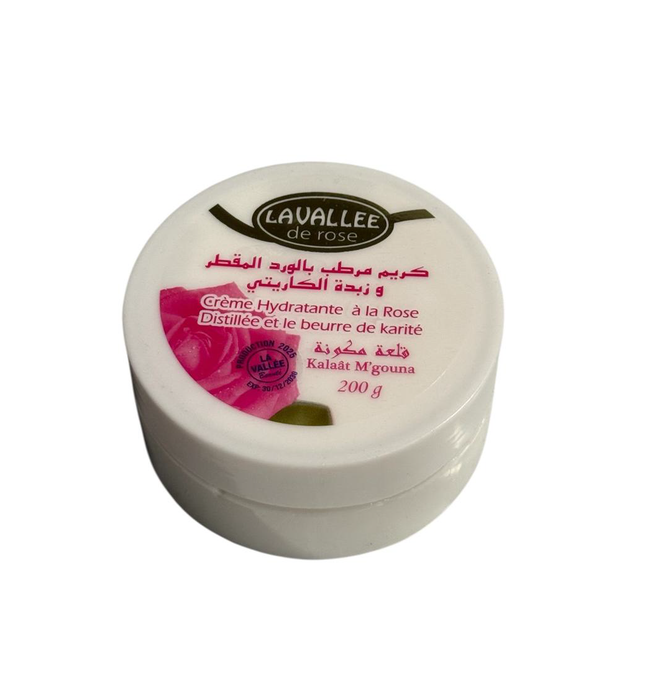 Crème Hydratante à la Rose La Vallée au Beurre de Karité – 200g – Pour Peaux Sèches et Sensibles