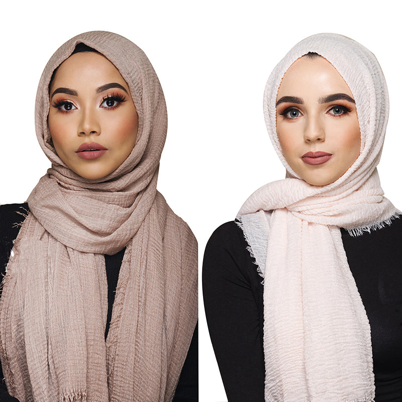 Maxi Crinkle Skin sjaal – luchtige crinkle hoofddoek, 190 x 90 cm