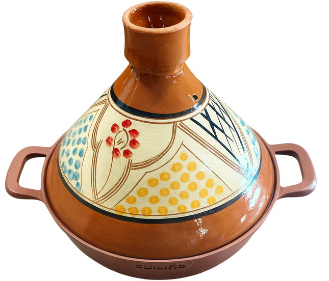 Tajine marocaine Cuilina Ø30cm – Couvercle en terre cuite fait main – Base en aluminium compatible toutes sources de chaleur
