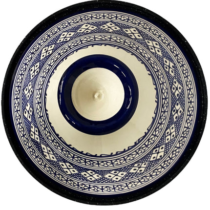 Cuilina | Tajine Fès Ø30cm - Induction – Céramique artisanale colorée – blanc/bleu