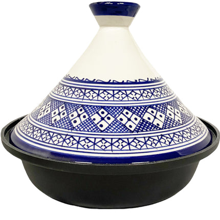 Cuilina | Tajine Fès Ø30cm - Induction – Céramique artisanale colorée – blanc/bleu