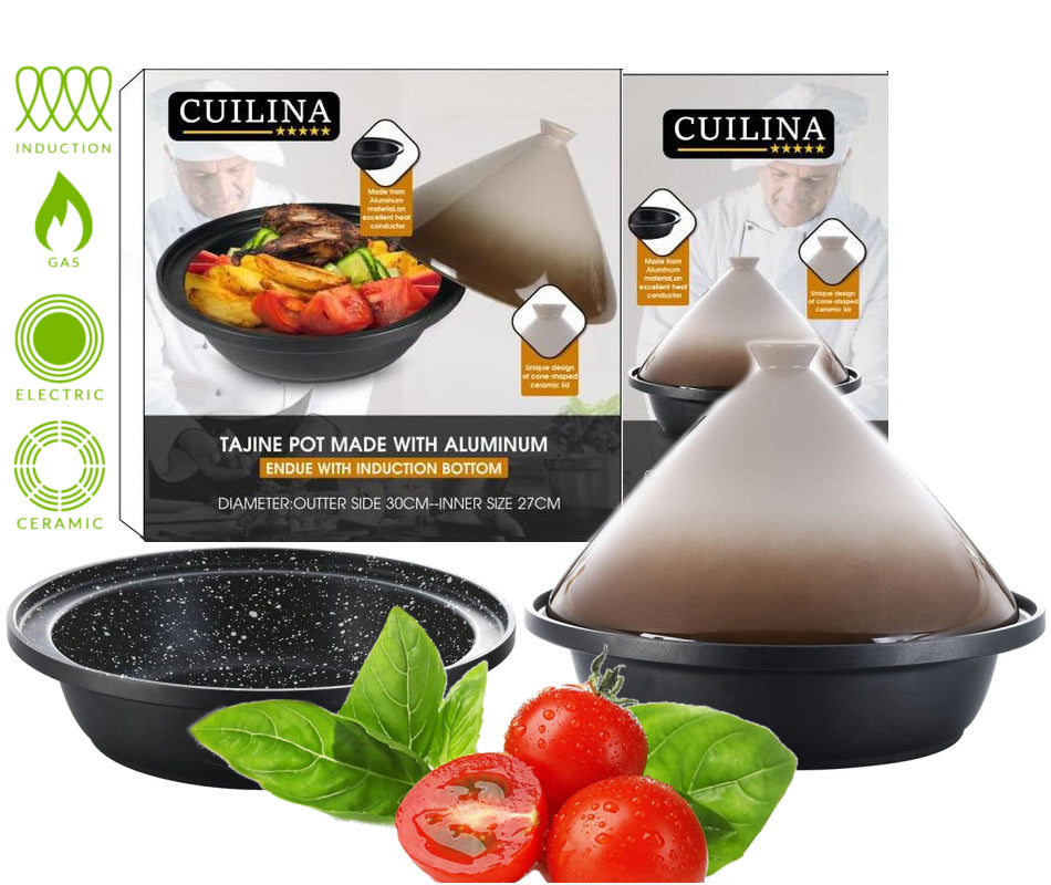 Tajine Ø 30 cm voor inductie en alle kookplaten – aluminium en aardewerk