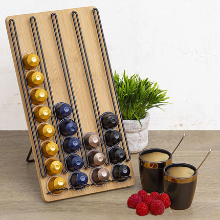 Porte-gobelets en bambou pour 40 capsules