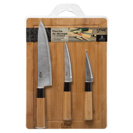 Planche à découper avec 3 couteaux - L 35 x l 25 x H 4 cm