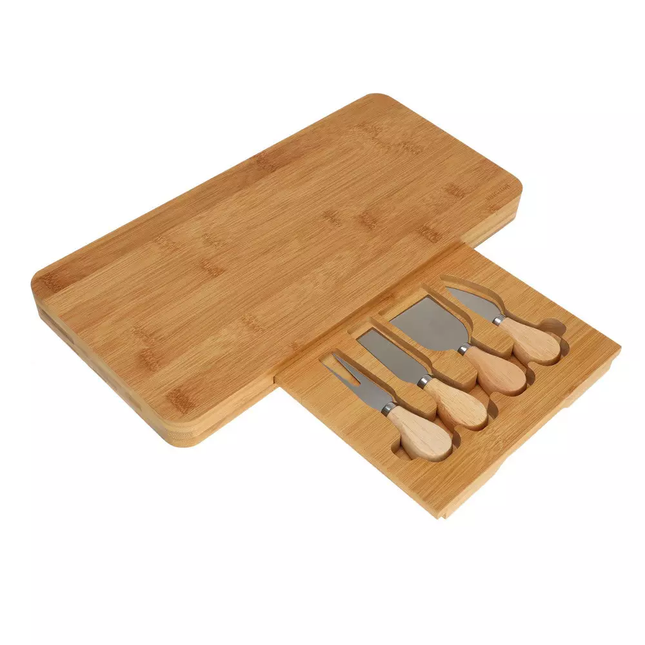 KINGHoff Planche à fromage en bambou avec accessoires – Plusieurs coloris