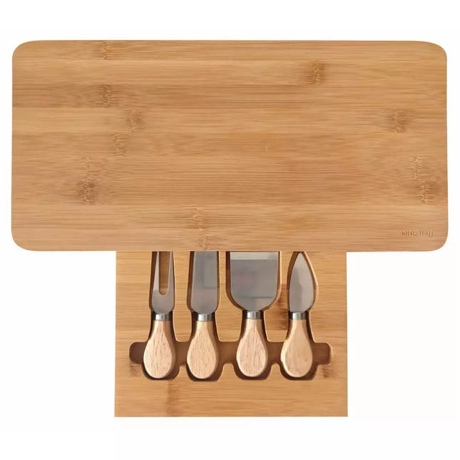 KINGHoff Planche à fromage en bambou avec accessoires – Plusieurs coloris