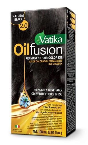 Dabur Vatika Oil Fusion Permanent Hair Color Kit 2.0 Natural Black 108 ml