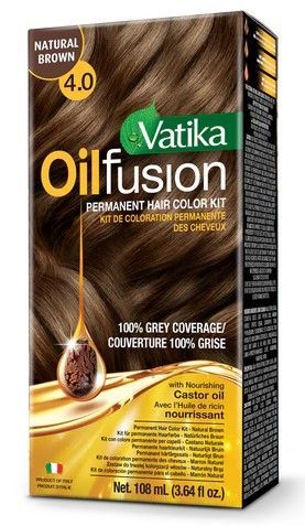 Dabur Vatika Oil Fusion Permanent Hair Color Kit 4.0 Natural Brown 108 Ml