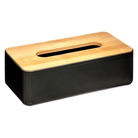 Zwarte Bamboe Tissuebox - Stijlvolle Zakdoekhouder (26 x 13 x 8, 8 cm) - Moderne Opbergdoos voor Kleenex & Tissues - Duurzaam Design voor Woonkamer, Badkamer of Kantoor