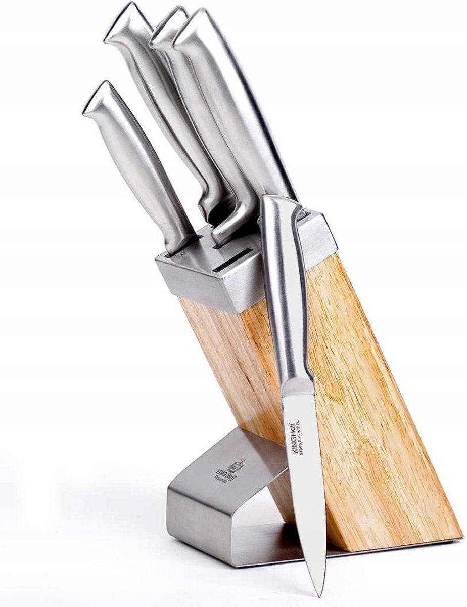 Kinghoff - 6-piece knife set - with wooden block