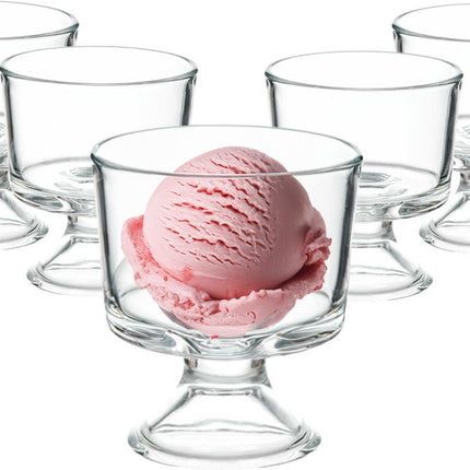 Coupes à glace/Sorbets/Desserts - lot de 6 - verre - 290 ml - sur pied - D9 cm/H10 cm