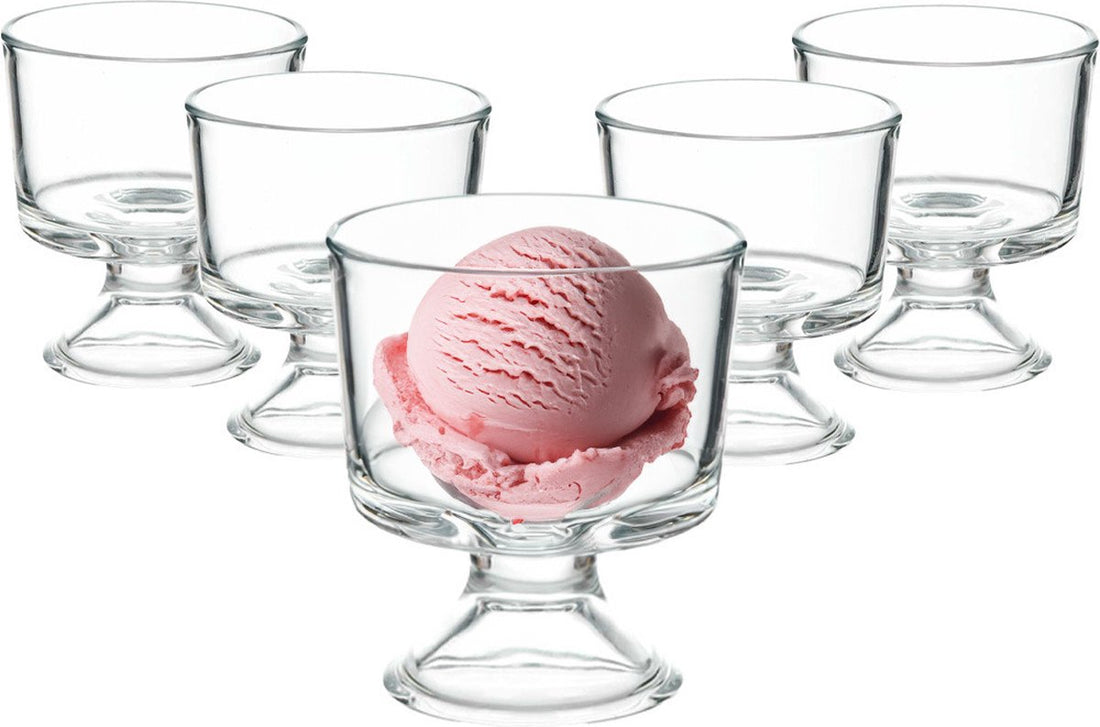 Eisbecher/Eiskrem/Dessertschalen - 6er-Set - Glas - 290 ml - auf Fuß - Ø 9 cm/H 10 cm