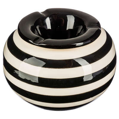 Striped Ashtray - Black - White