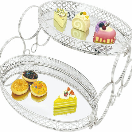 Étagère miroir plateau ovale 2 niveaux