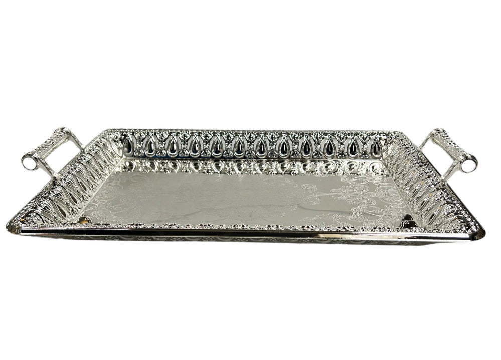 Dienblad rechthoek zilver 34x48 cm