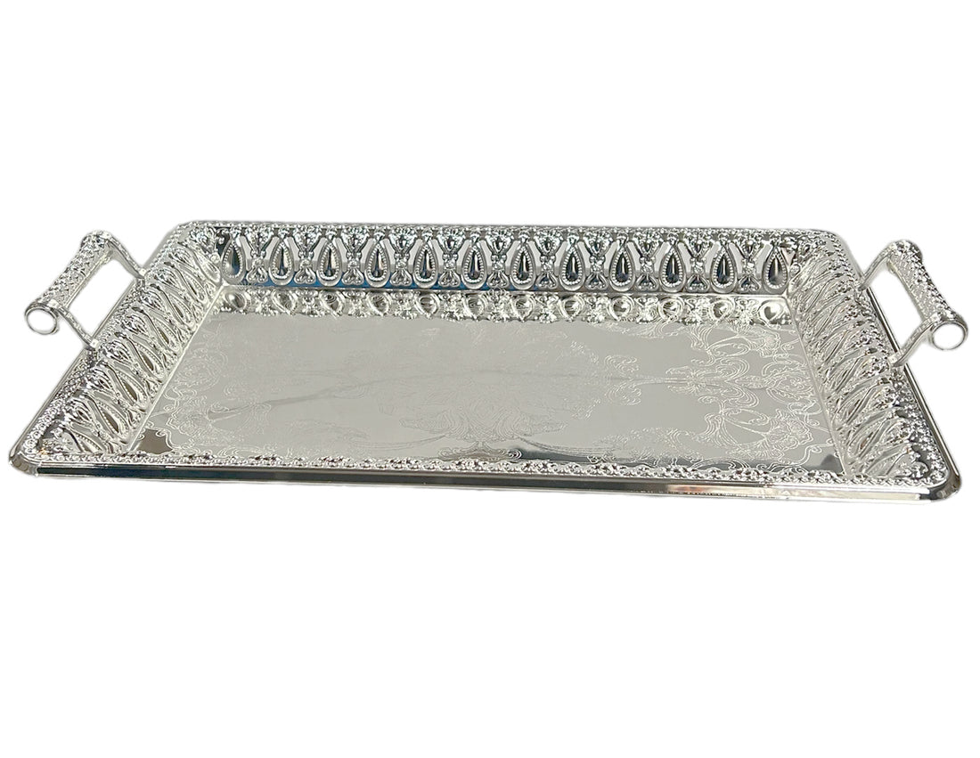 Dienblad rechthoek zilver 34x48 cm