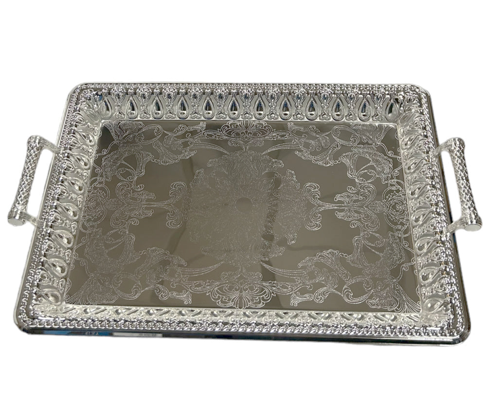 Dienblad rechthoek zilver 34x48 cm