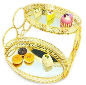 Étagère miroir plateau ovale 2 niveaux