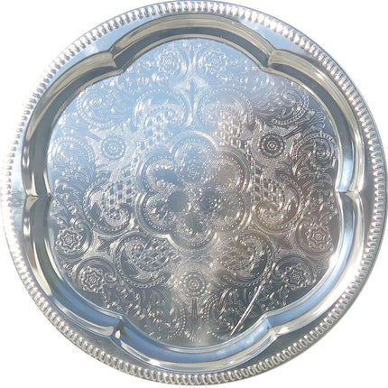 PLATEAU DE SERVICE ROND CHROMÉ 35 CM