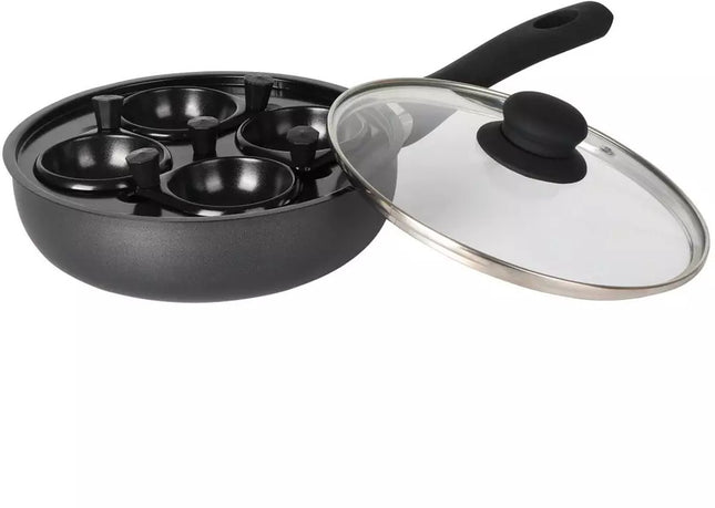 Poêle Profonde avec Couvercle et Insert à Œufs - 20 cm - Convient pour 4 Œufs Pochés