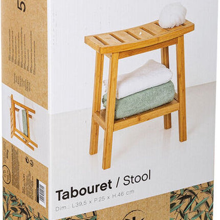 5Five Tabouret de douche ou d'appoint - bois de bambou - L40 x l25 x H46 cm