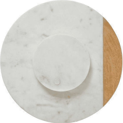 Plateau tournant - Marbre & Bois - diamètre 30,5 cm. Hauteur 4,5 cm