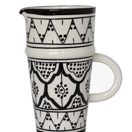 Pichet/Carafe Marocain en céramique Noir & blanc 15cm