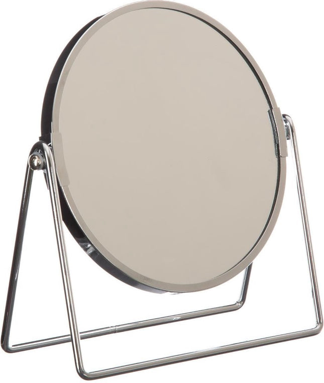 Miroir de maquillage/rasage double sur pied 19 x 8 x 21 cm argenté