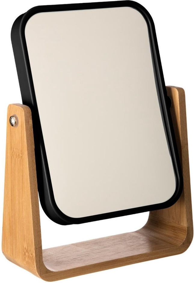 Miroir de maquillage/rasage double sur pied 16 x 6 x 22 cm noir - Miroirs de rasage de salle de bain sur pied