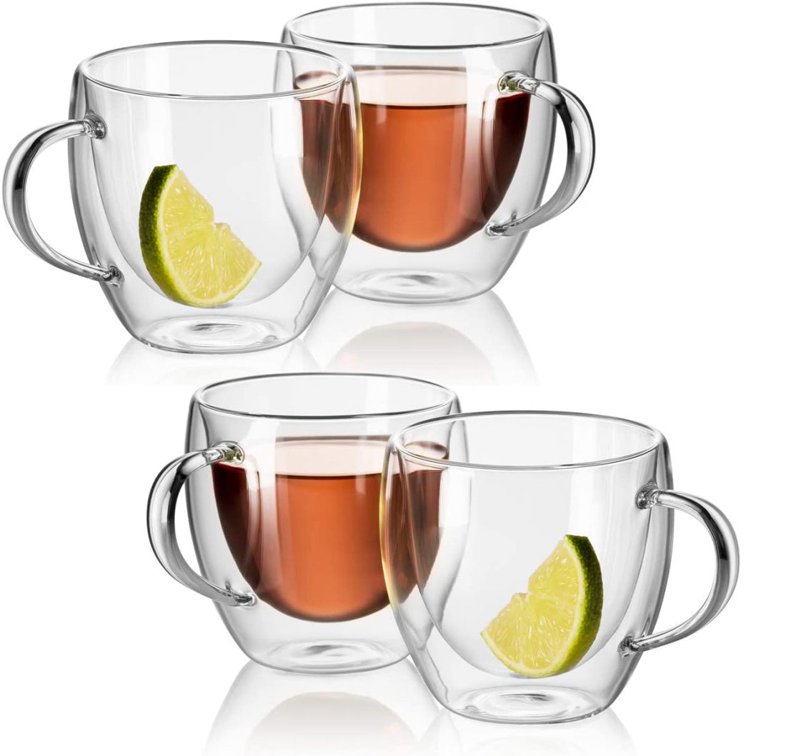 Double-walled glasses with handle - set of 4 x 250 ml