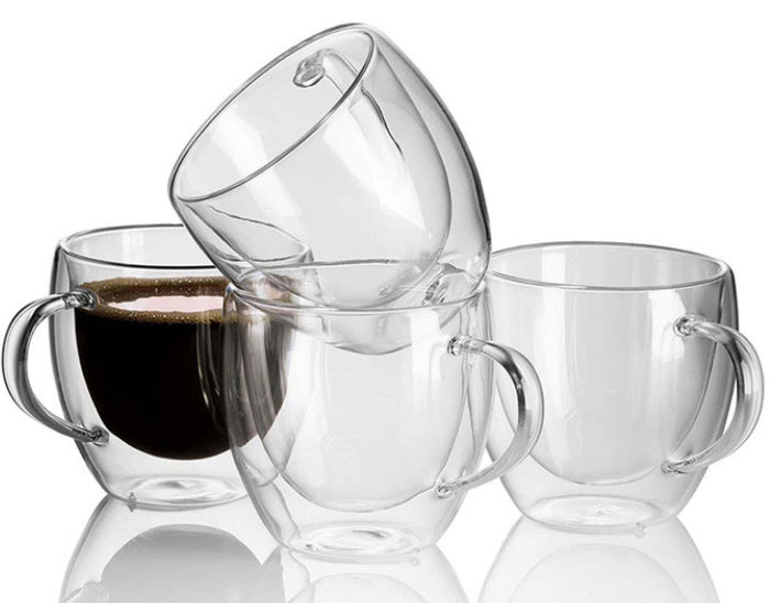 Double-walled glasses with handle - set of 4 x 250 ml