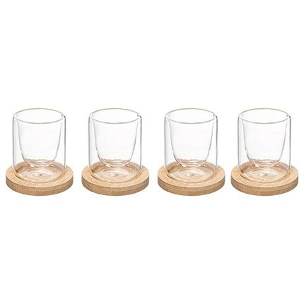 Verres à café/thé à double paroi - 4 pièces + sous-verres - Verre à expresso - 80 ml