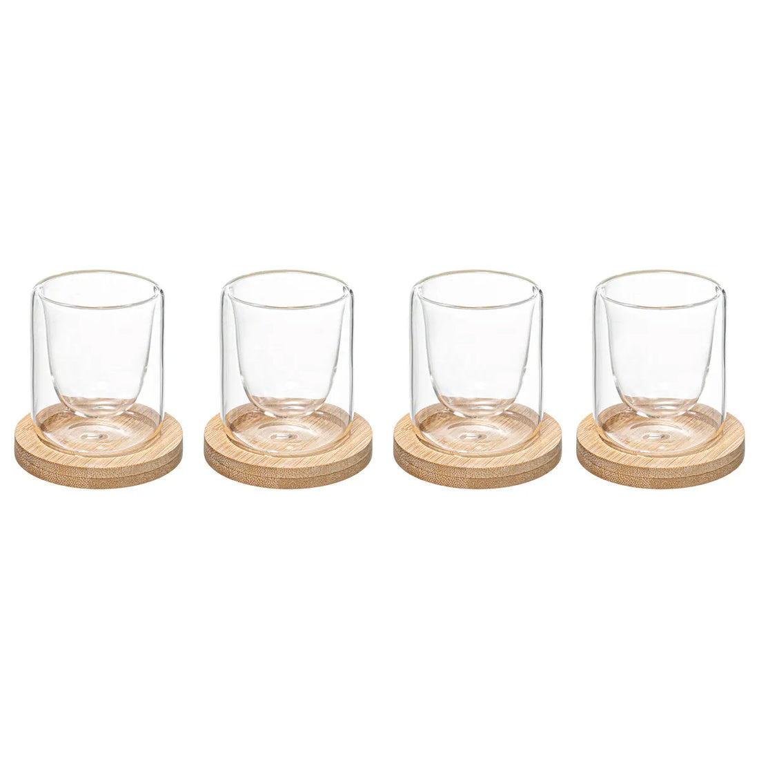 Double-walled coffee / tea glasses - 4 pieces + coasters - Espresso glass - 80 ML