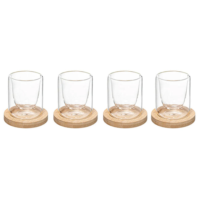 Verres à café/thé à double paroi - 4 pièces + sous-verres - Verre à expresso - 80 ml