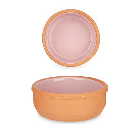 Plat de service tapas/crème brûlée terre cuite/rose 12x4 cm
