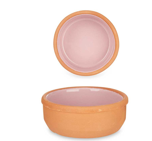 Plat de service tapas/crème brûlée terre cuite/rose 12x4 cm