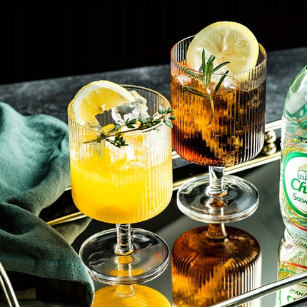 Verres cannelés sur pied - lot de 6