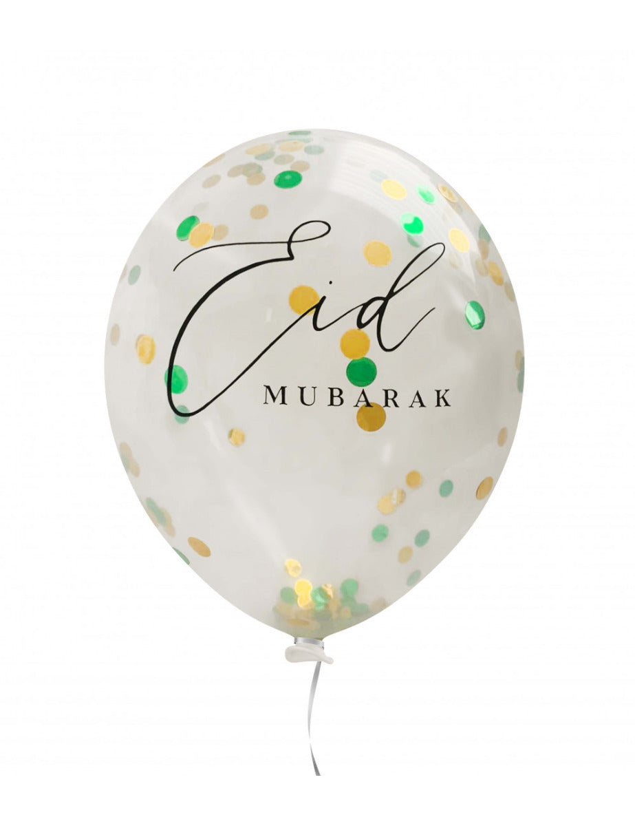Eid Mubarak balloons mint green confetti (5 pieces)