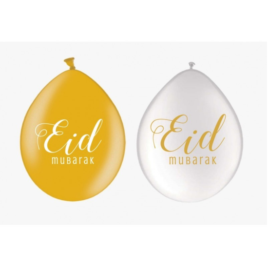 Eid Mubarak Ballons weiß/sandbraun