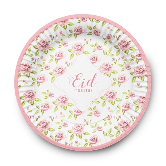 Assiettes Eid rose vintage (6 pièces)