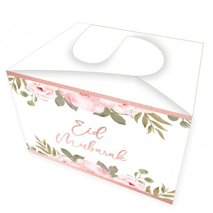 Boîte à gâteaux Aïd Moubarak or rose