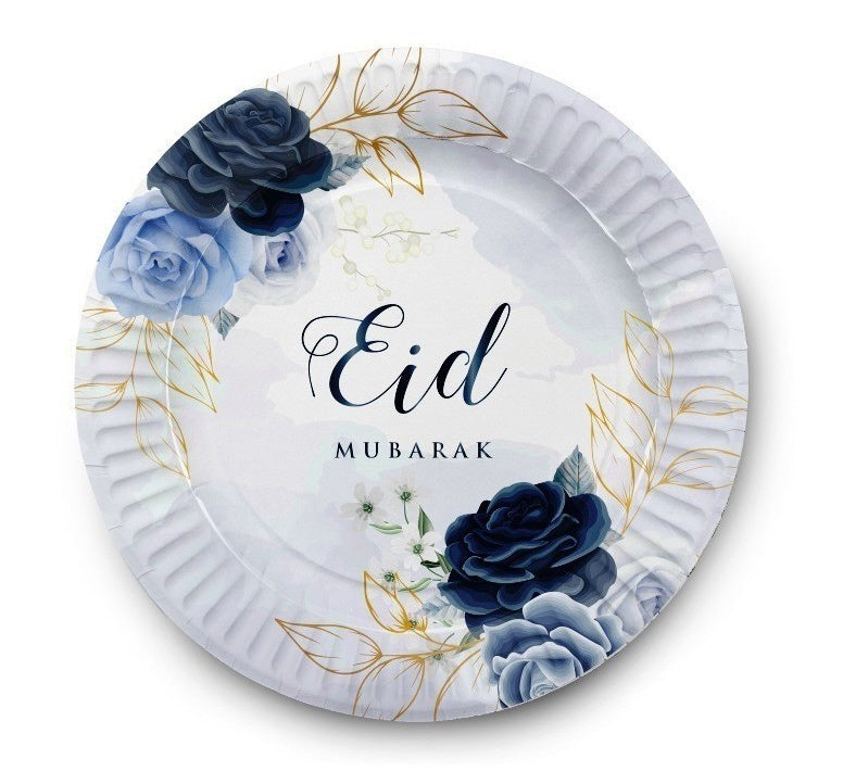 Eid Moubarak Teller - Pfingstrose blau